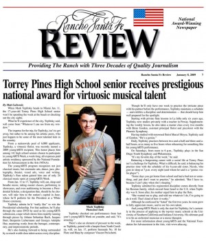 Torrey Pines High School senior receives prestigious national award for virtuosic musical talent