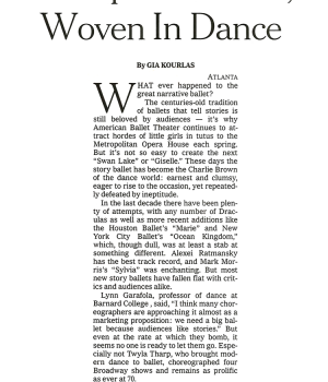 Tharp’s New Tale, Woven In Dance