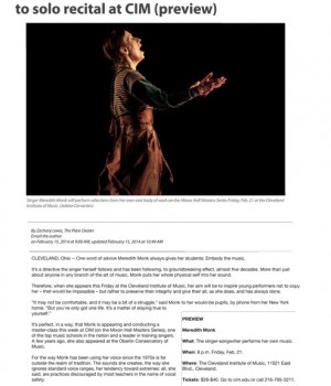 Singer Meredith Monk follows her own path to solo recital at CIM (preview)