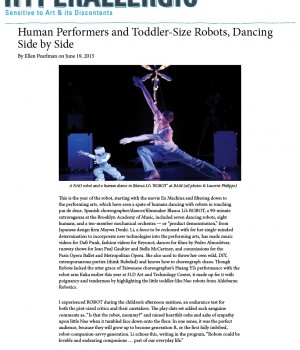 Human Performers and Toddler-Size Robots, Dancing Side by Side